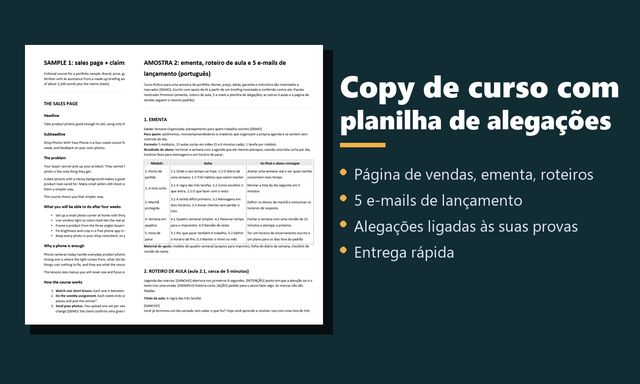 Capa da amostra de textos para curso: ementa, roteiro de aula e e-mails